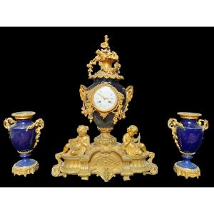 Importante Garniture de Cheminée Napoléon III