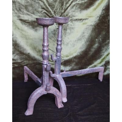 Pair Of Cast Iron Andirons