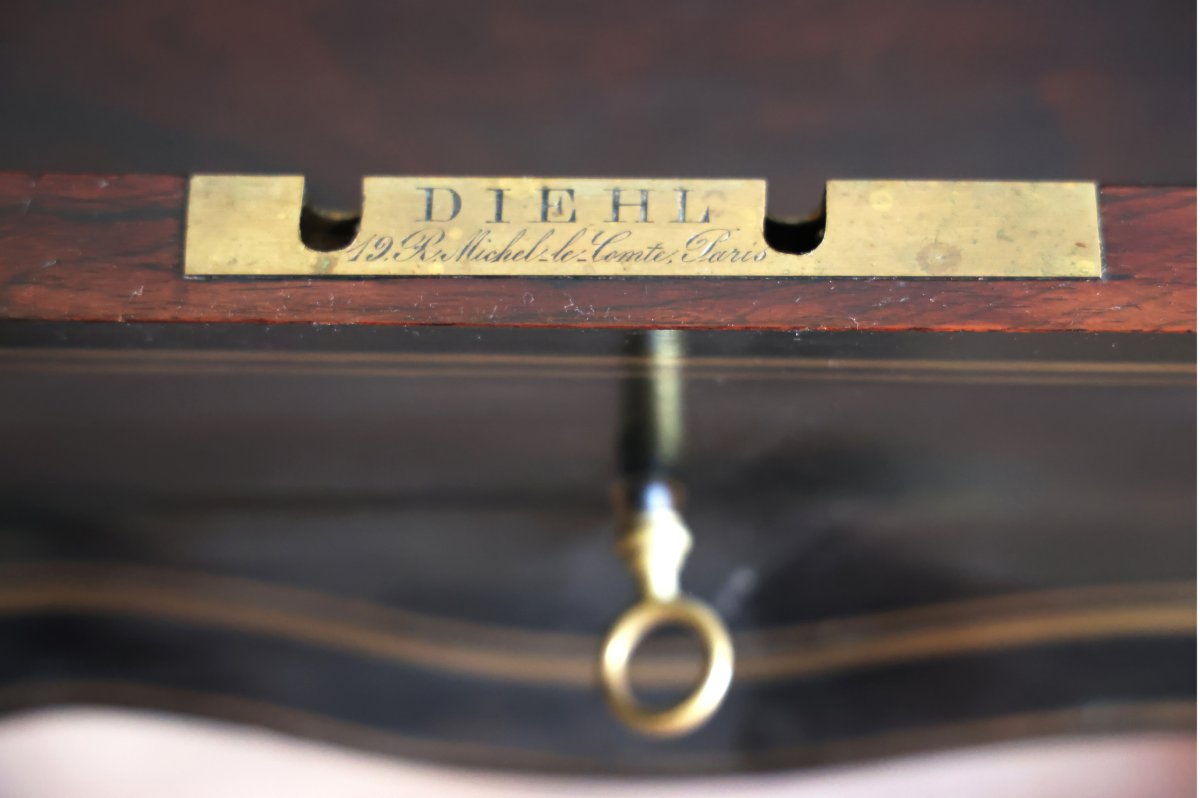 Charles-Guillaume Diehl (1811-1885) – Table de travail / coiffeuse en bois noirc – Napoléon III-photo-2