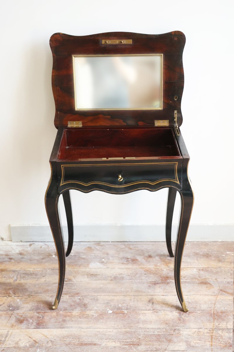 Charles-Guillaume Diehl (1811-1885) – Table de travail / coiffeuse en bois noirc – Napoléon III-photo-2