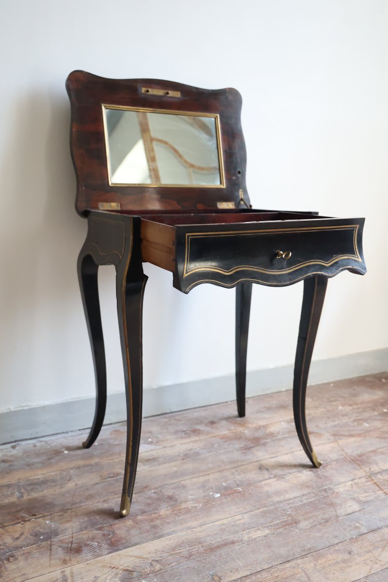 Charles-Guillaume Diehl (1811-1885) – Table de travail / coiffeuse en bois noirc – Napoléon III