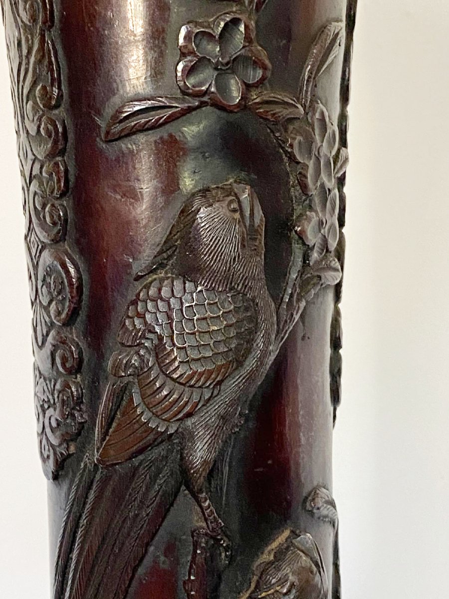 Pair Of Large Japanese Patinated Bronze Vases – Meiji Period – Yoshida-zō-photo-2