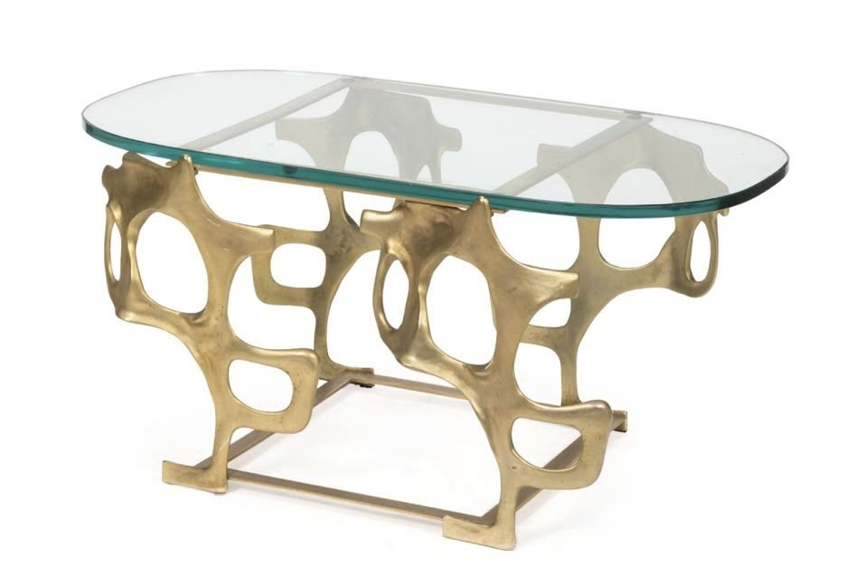 Table basse sculpturale en bronze doré – Dans l'esprit de Fred Brouard – XXe siècle -photo-1