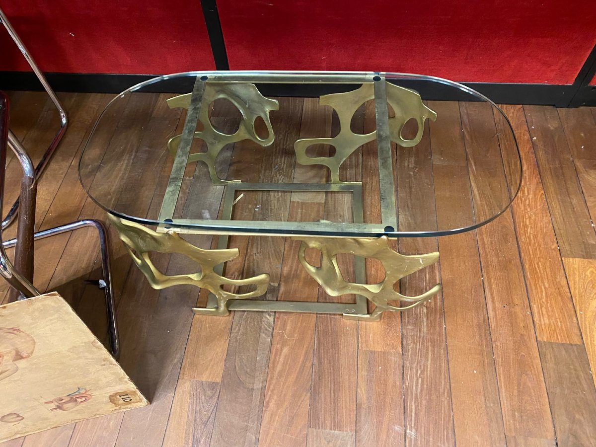 Table basse sculpturale en bronze doré – Dans l'esprit de Fred Brouard – XXe siècle -photo-3