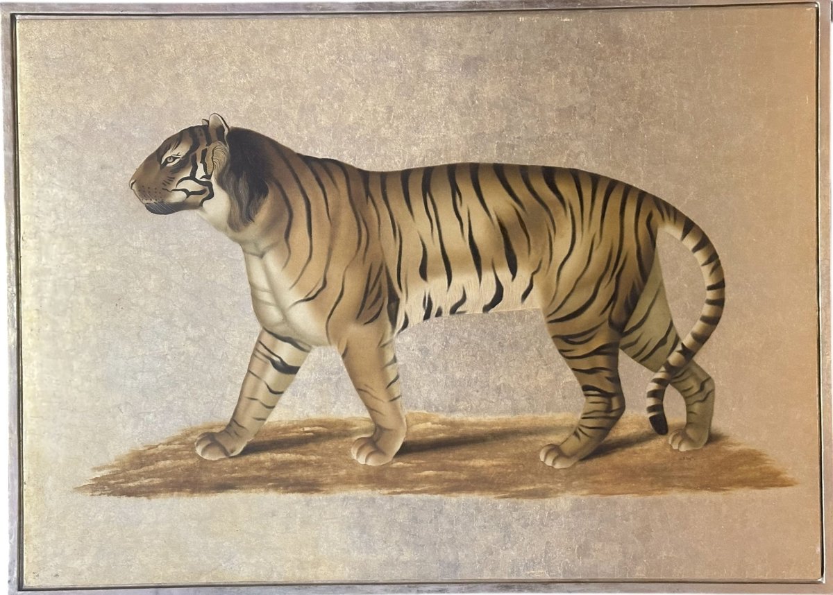 L. R. Laffitte – Large Tiger On A Gold Background – Circa 1960  Large Decorative Panel