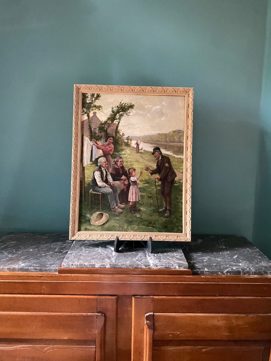 Auguste Besnou – « Une bonne prise » – Huile sur toile – Fin XIXe siècle-photo-2