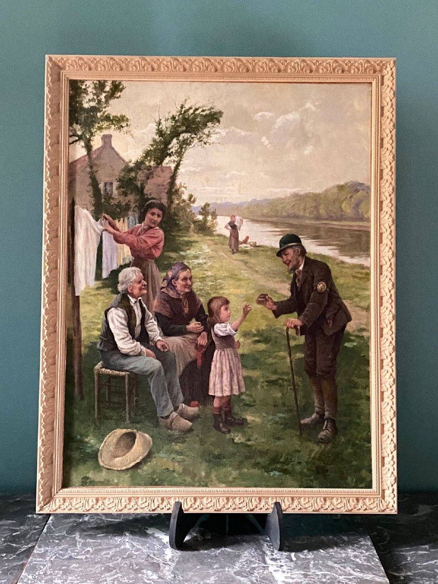 Auguste Besnou – « Une bonne prise » – Huile sur toile – Fin XIXe siècle