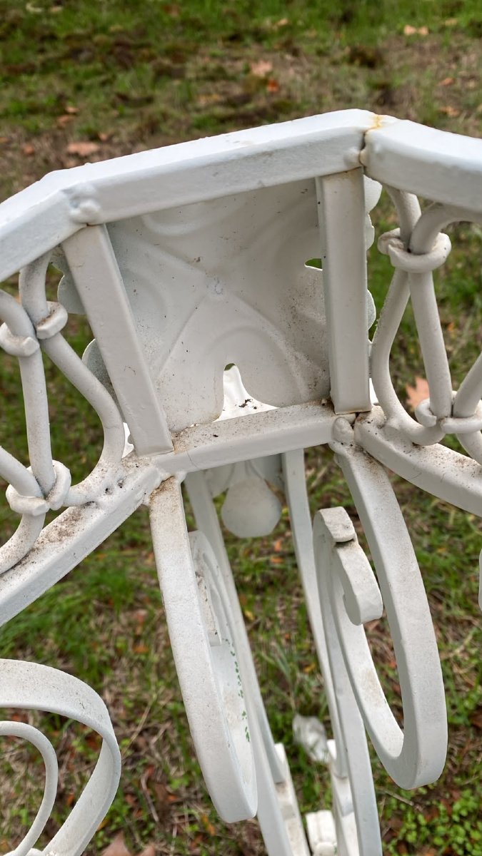 Decorative Wrought-iron Console Table With White Marble – First Half Of The 20th Century-photo-3