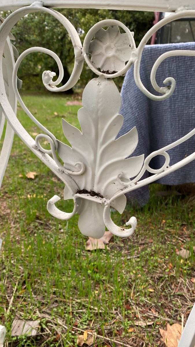 Decorative Wrought-iron Console Table With White Marble – First Half Of The 20th Century-photo-6