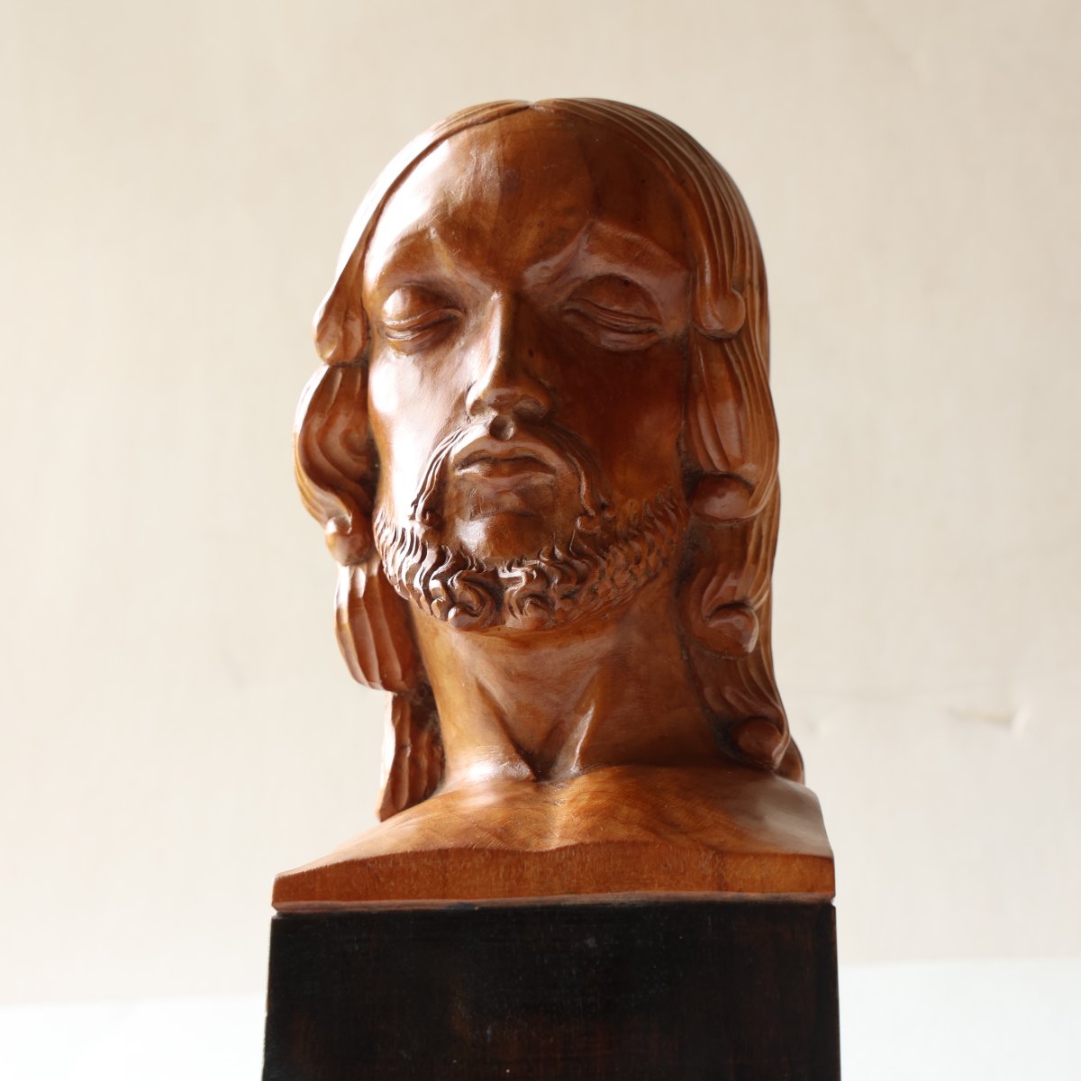 Ferdinand Parpan (1902–2004) – Buste du Christ en bois sculpté-photo-2
