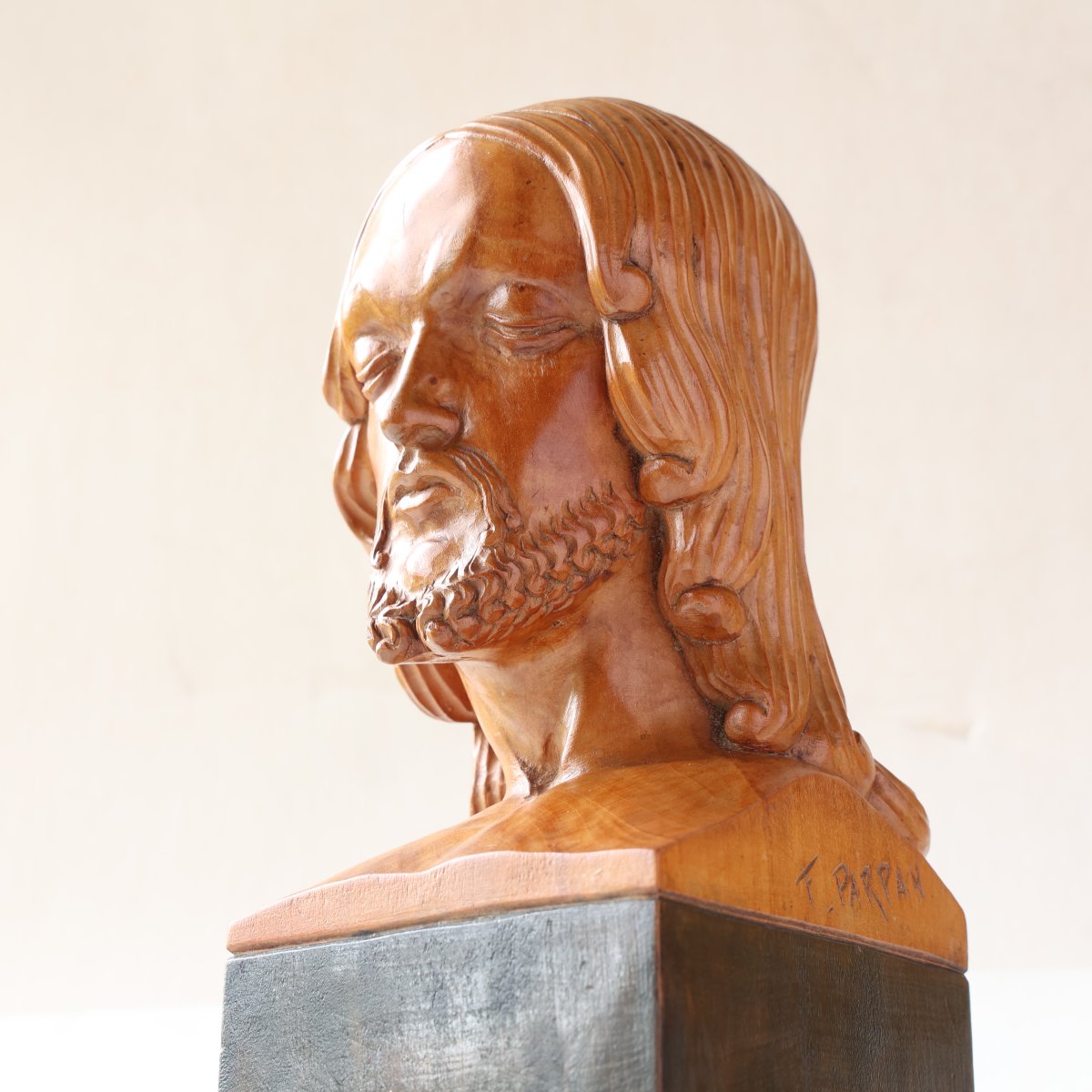 Ferdinand Parpan (1902–2004) – Buste du Christ en bois sculpté-photo-4