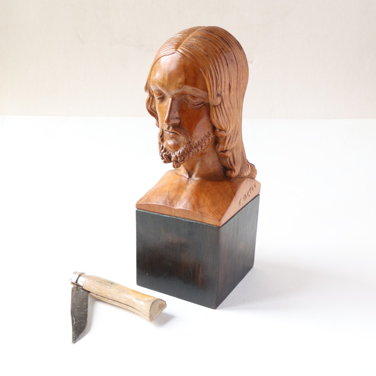 Ferdinand Parpan (1902–2004) – Buste du Christ en bois sculpté-photo-8