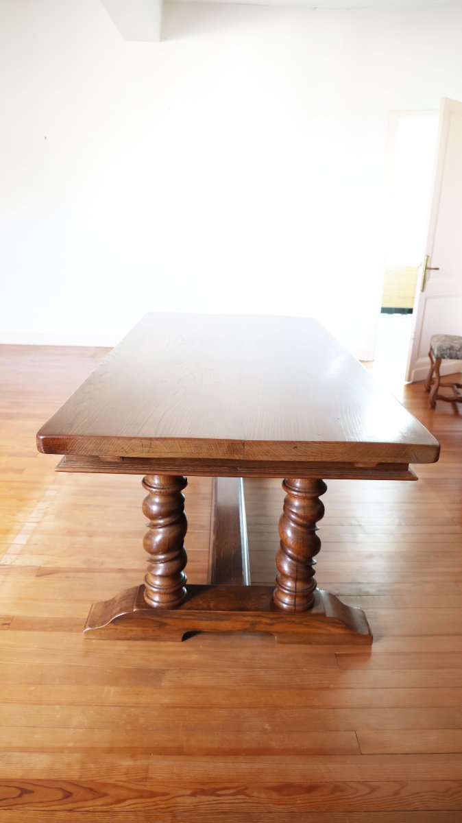Grande table de salle à manger de style Louis XIII – XXe siècle-photo-4