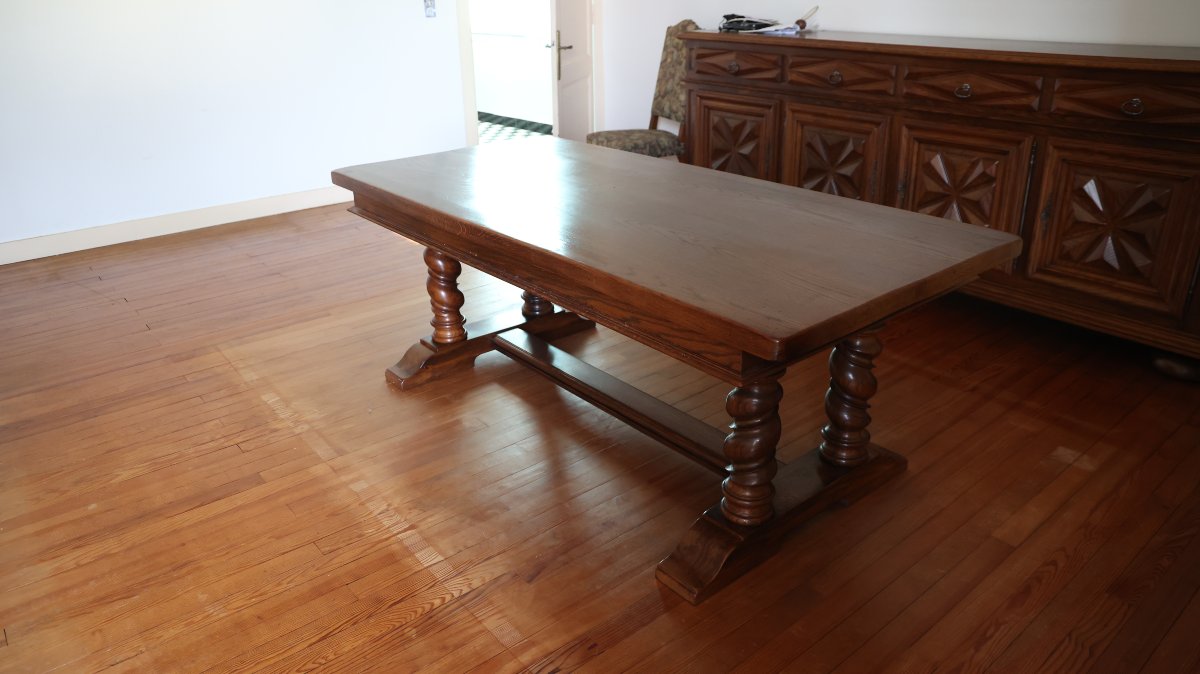 Grande table de salle à manger de style Louis XIII – XXe siècle-photo-1