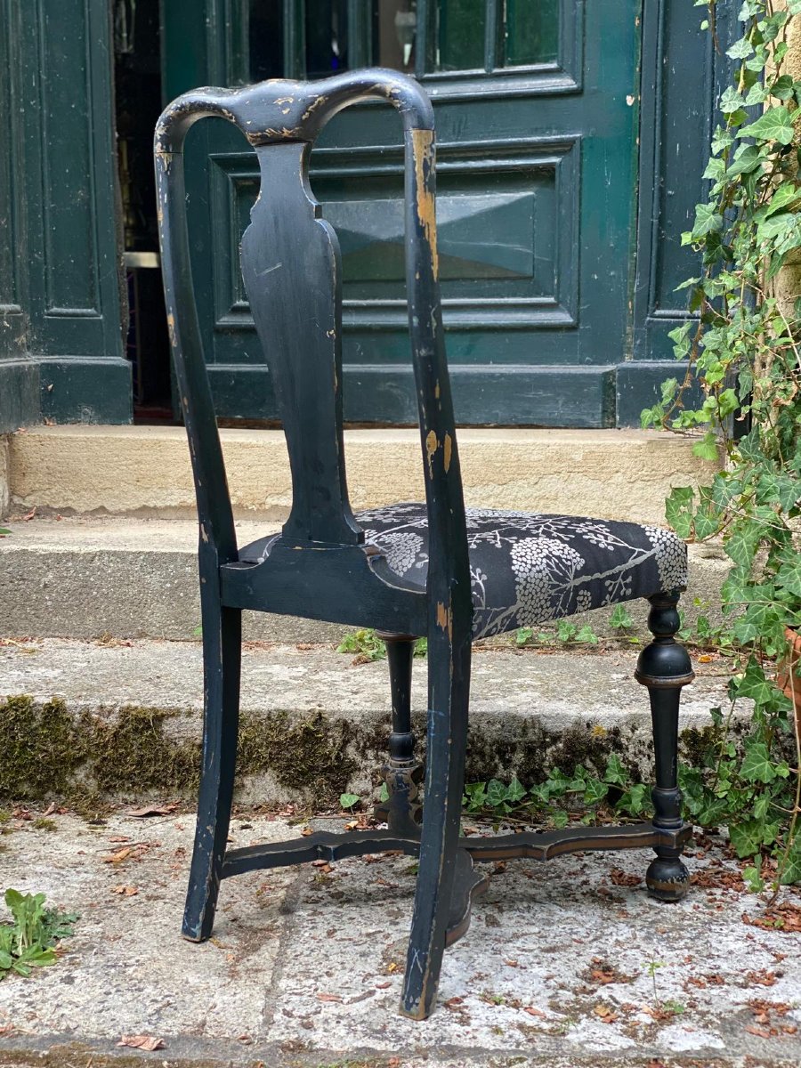 Paire de chaises à décor japonisant – Bois laqué noir et or – XIXe / début XXe siècle-photo-4