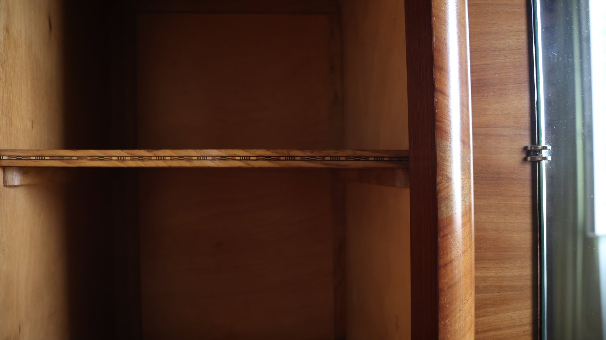 Large Art Deco Wardrobe In Walnut Veneer, Four Doors, Circa 1930-photo-1