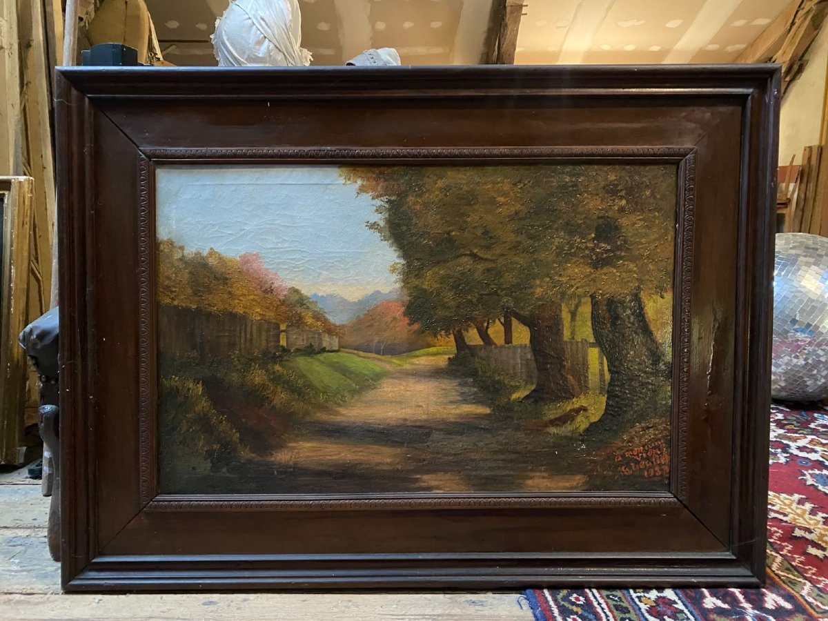 Large Autumn Landscape – Oil On Canvas, Signed And Dated 1933 – Artist To Be Identified-photo-2