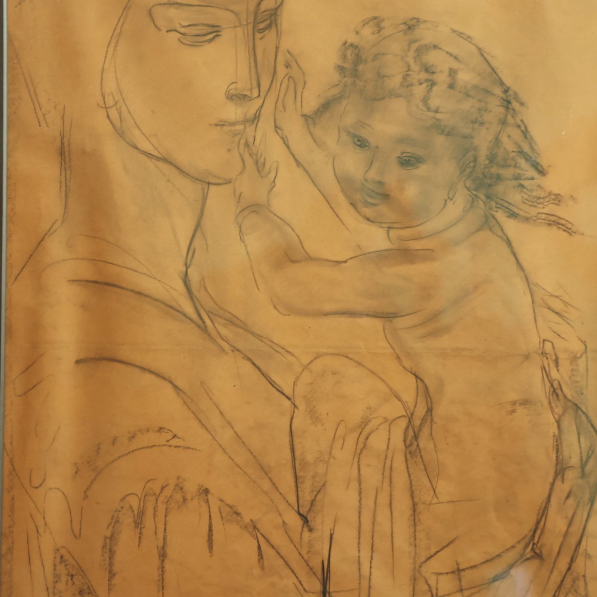 Willem Van Konijnenburg (1868–1943) – Virgin And Child – Drawing-photo-4