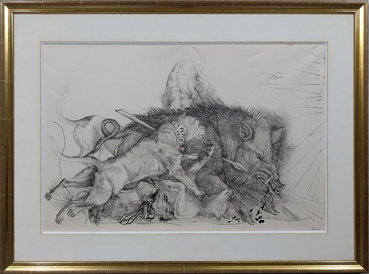 Pierre-yves Trémois (1921–2020) – The Battle Of The Animals – Drypoint