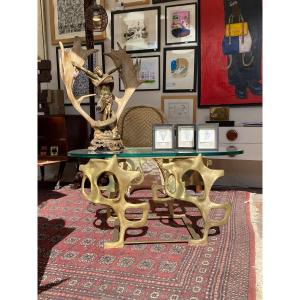 Sculptural Gilt Bronze Coffee Table – Circa 1960–1970 – In The Style Of Fred Brouard