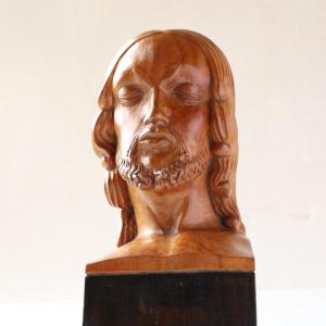 Ferdinand Parpan (1902–2004) – Carved Wooden Bust Of Christ