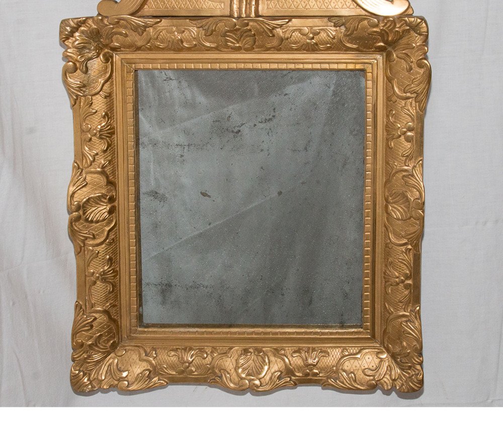 Miroir En Bois Sculpté et Doré début XIX -photo-4