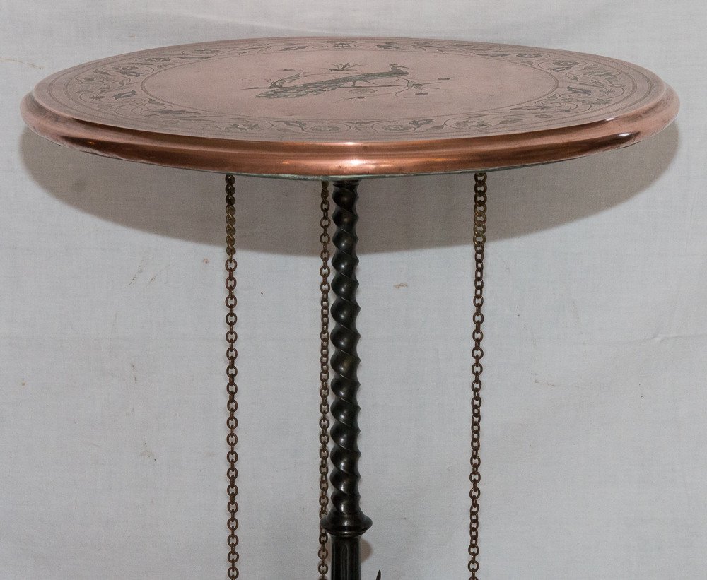 Pedestal Table In Cast Iron And Copper Napoleon III Period-photo-2