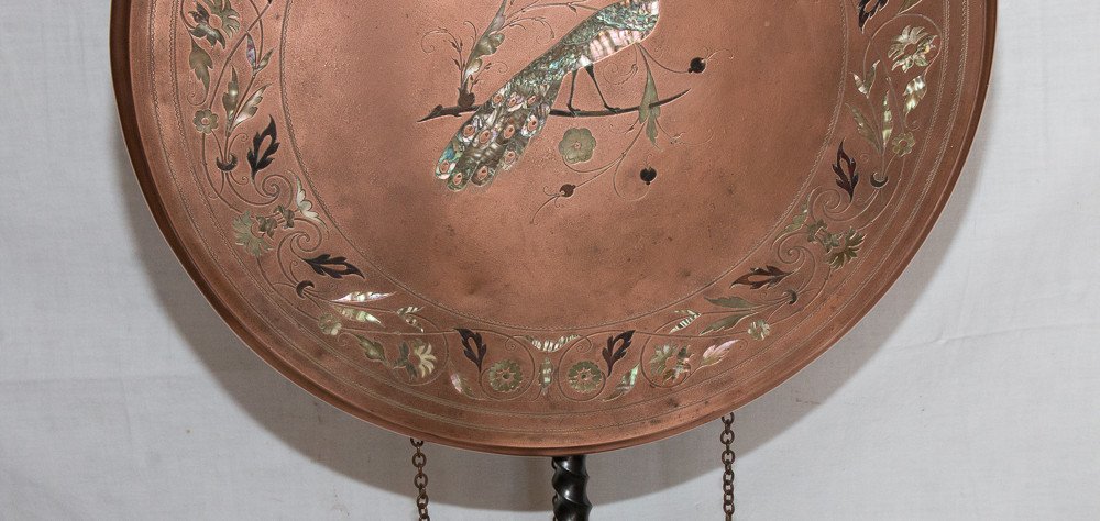 Pedestal Table In Cast Iron And Copper Napoleon III Period-photo-4