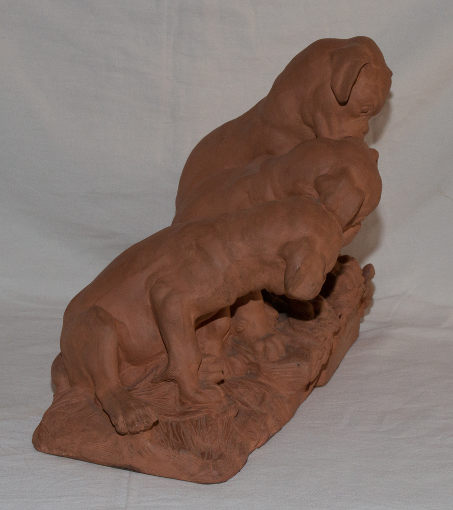 Terracotta "three Puppies" Signed Georges Lucien Vacossin Early Twentieth-photo-5