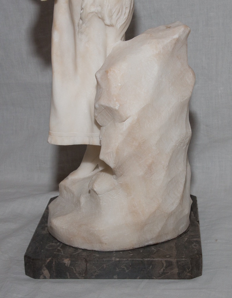 Alabaster Sculpture "the Frileuse" Signed A. Del Perugia (xix-xx)-photo-4