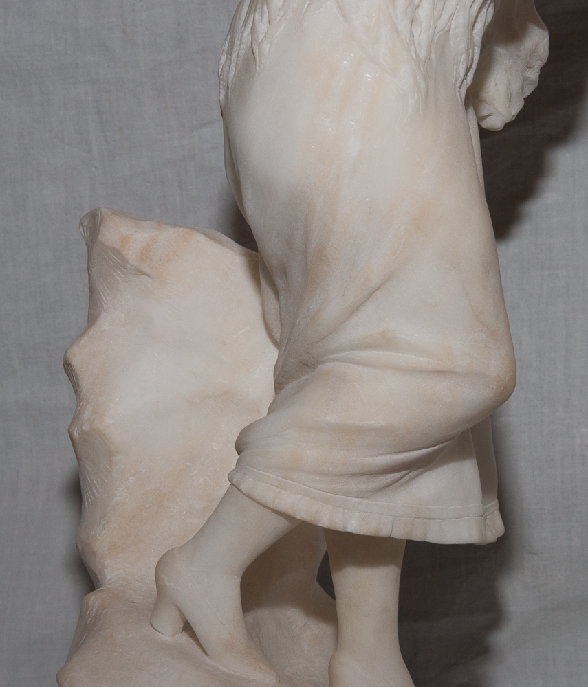 Alabaster Sculpture "the Frileuse" Signed A. Del Perugia (xix-xx)-photo-7