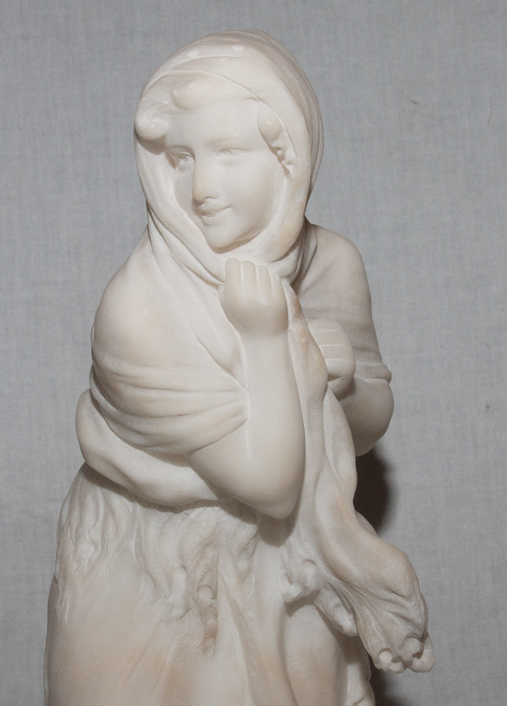 Alabaster Sculpture "the Frileuse" Signed A. Del Perugia (xix-xx)-photo-8