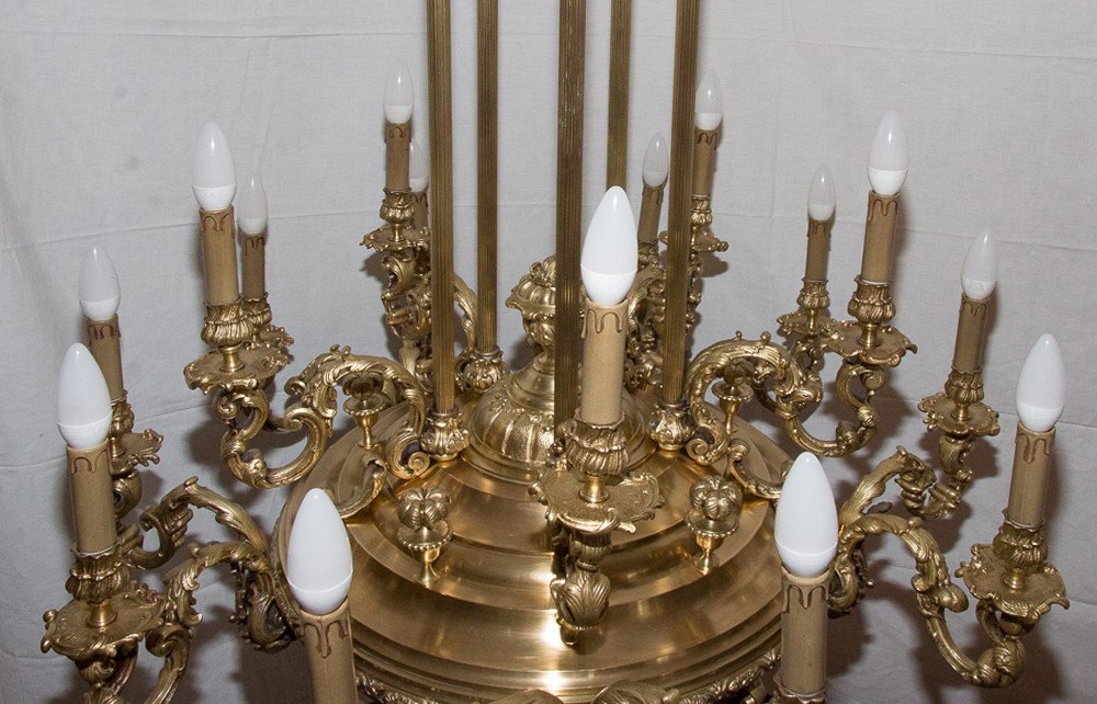 Large Gilt Bronze Chandelier Napoleon III-photo-4