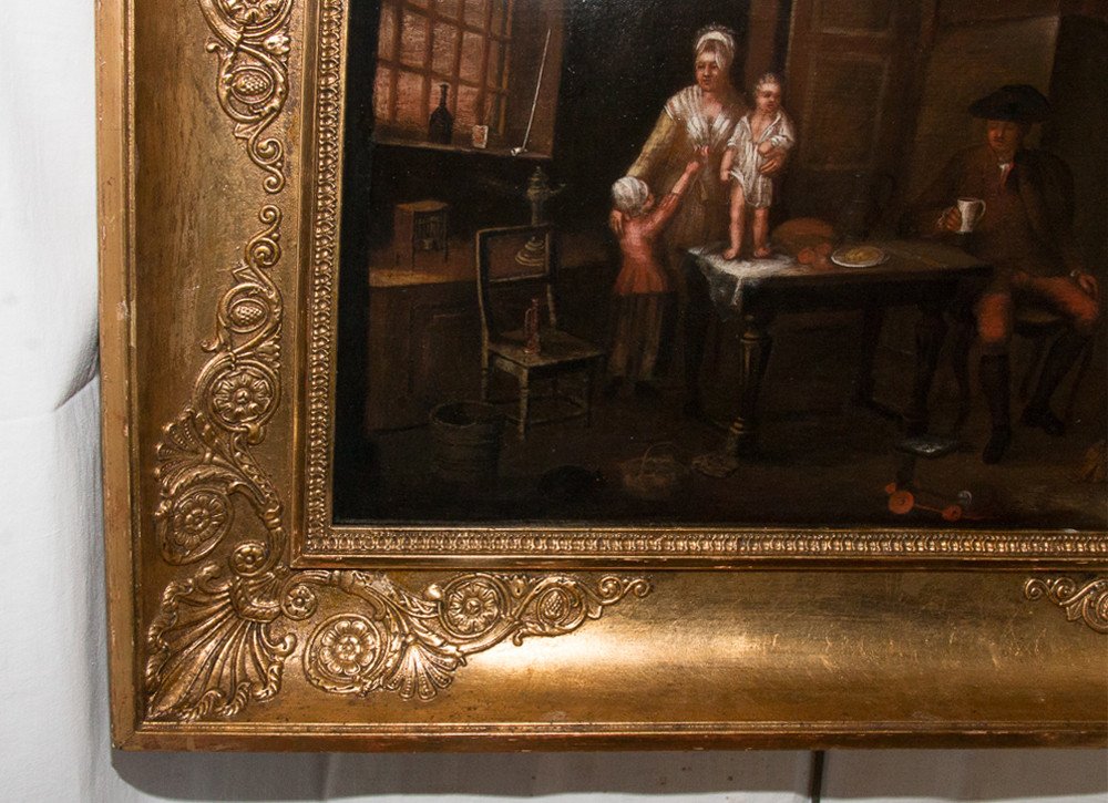 Genre Scene Oil On Panel Late Eighteenth-photo-3