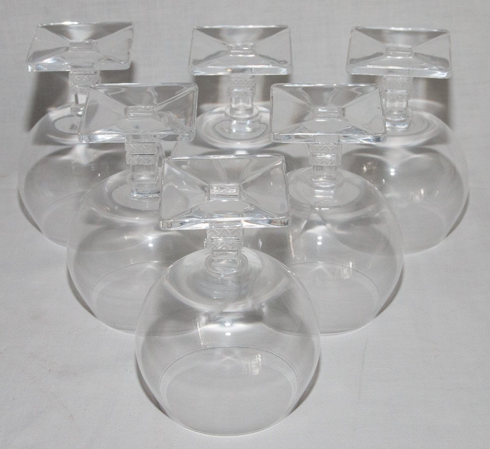 Series Of 6 Crystal Glasses Model Argos From Lalique-photo-2