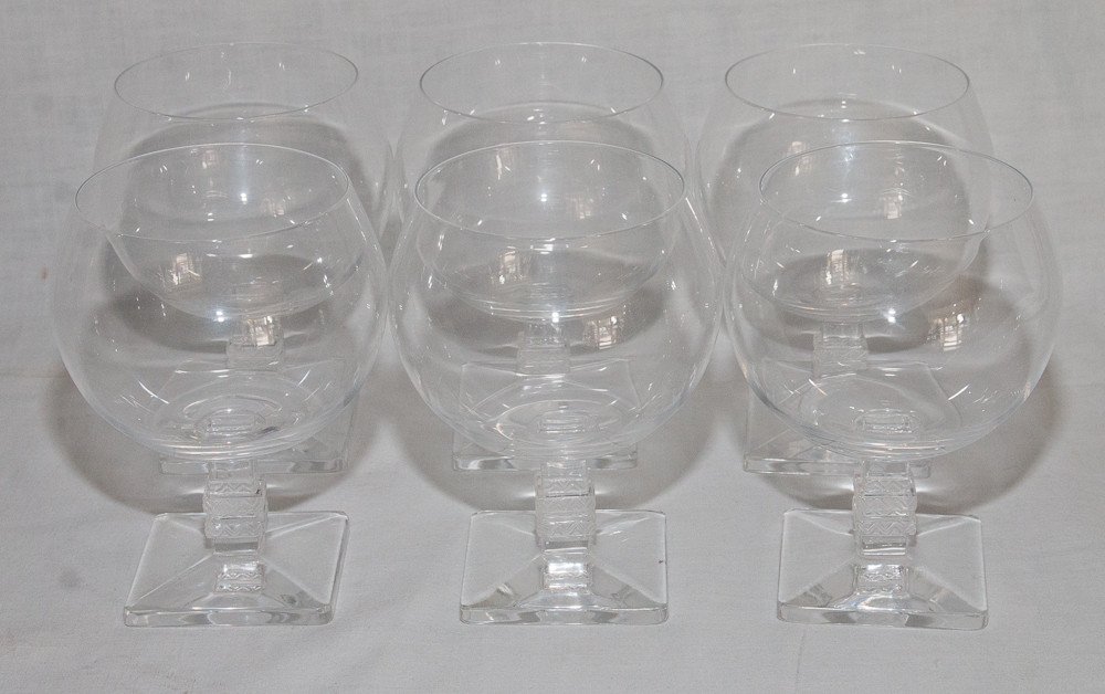 Series Of 6 Crystal Glasses Model Argos From Lalique