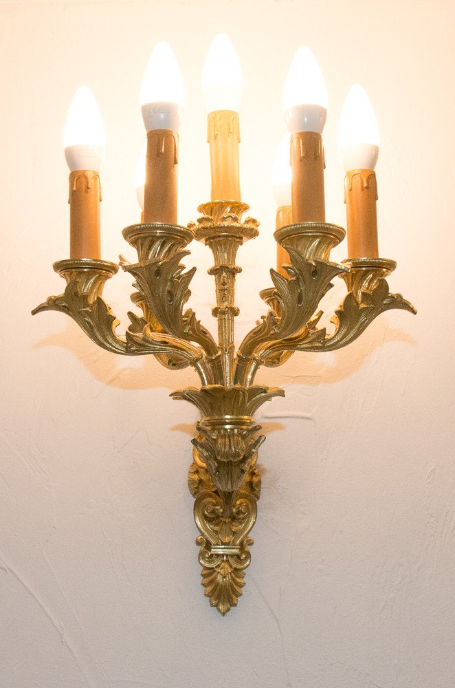 Pair Of Sconces With 7 Lights Restoration Period-photo-8