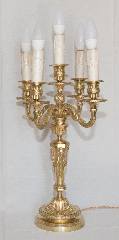 Pair Of Candlesticks In Gilt Bronze Napoleon III Period-photo-7