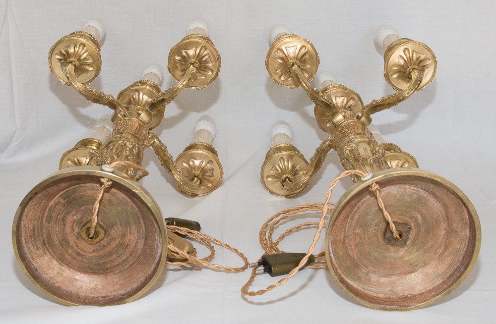 Pair Of Candlesticks In Gilt Bronze Napoleon III Period-photo-8