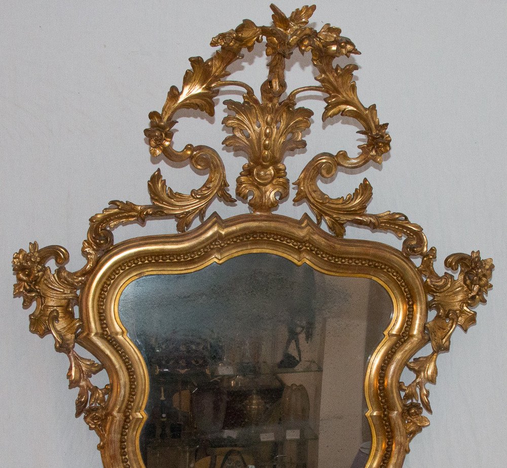 Miroir En Bois Doré  époque Napoléon III-photo-2