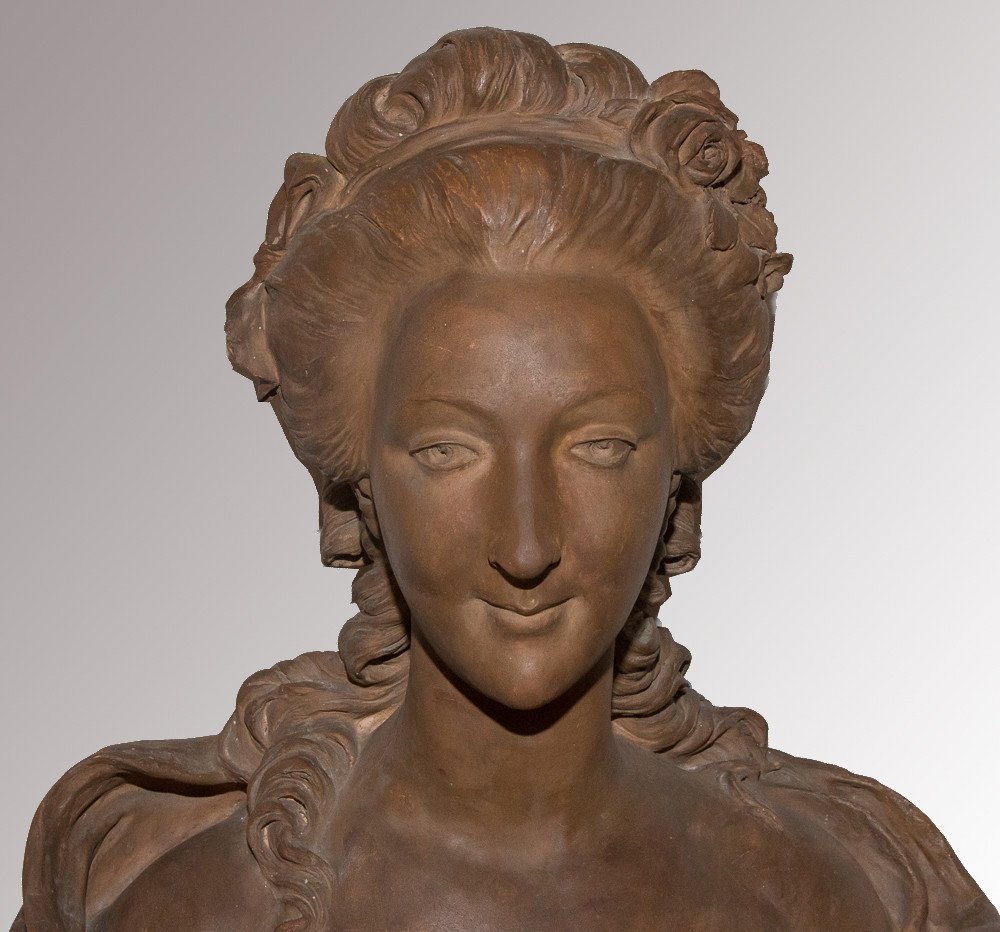 Marie Antoinette Buste En Terre Cuite B Feinberg Fin XIXe-photo-2