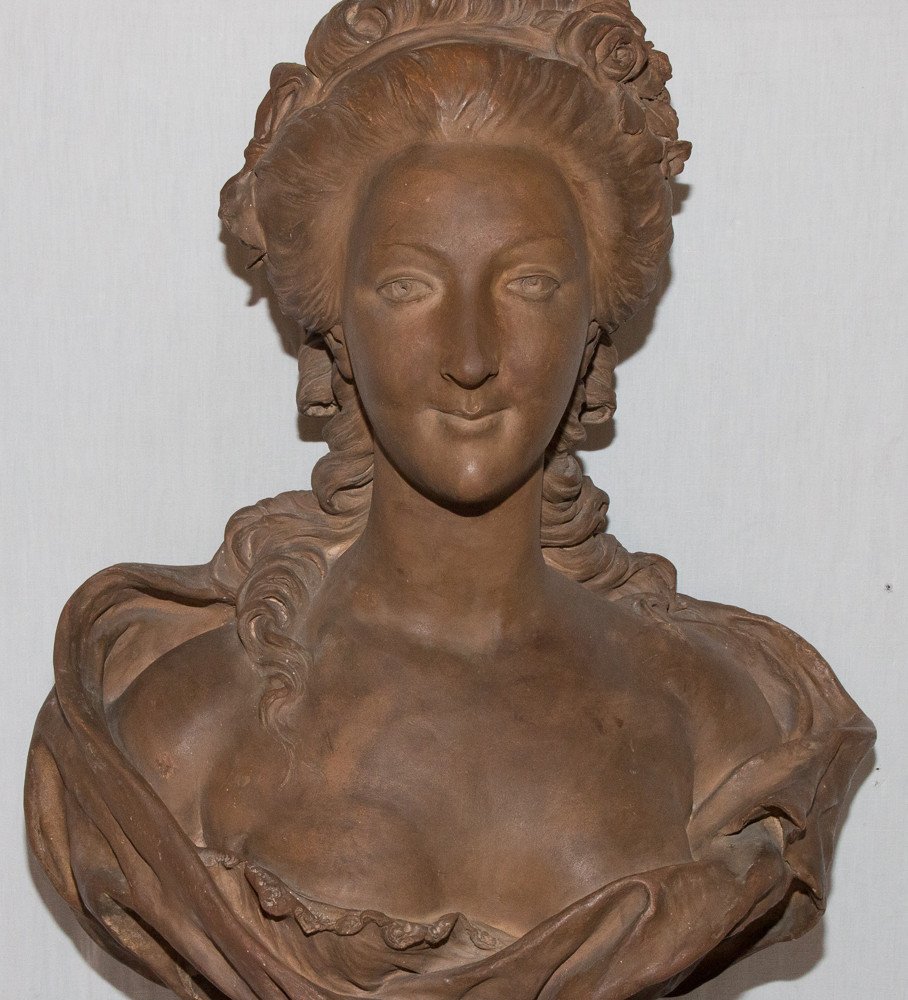 Marie Antoinette Buste En Terre Cuite B Feinberg Fin XIXe-photo-8
