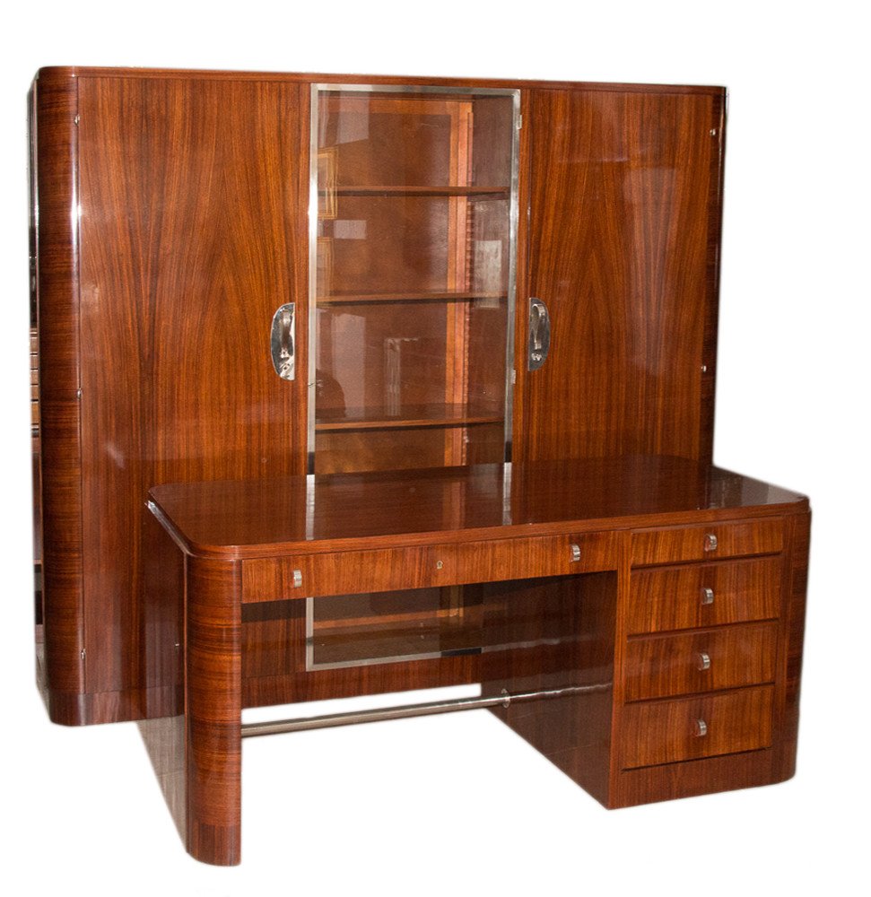 Rosewood Desk Art Deco Period Circa 1930-photo-2