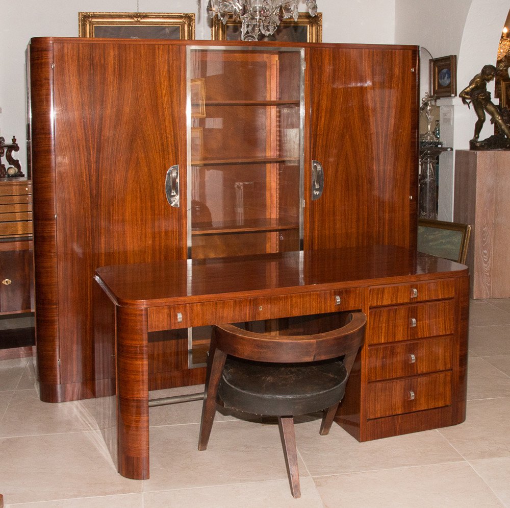  Bibliothèque En Palissandre époque Art Déco Circa 1930-photo-8