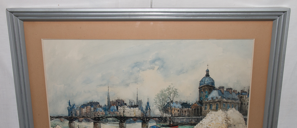 Aquarelle " Le Pont Des Arts " Paris , Signée Frank Will 1929-photo-3