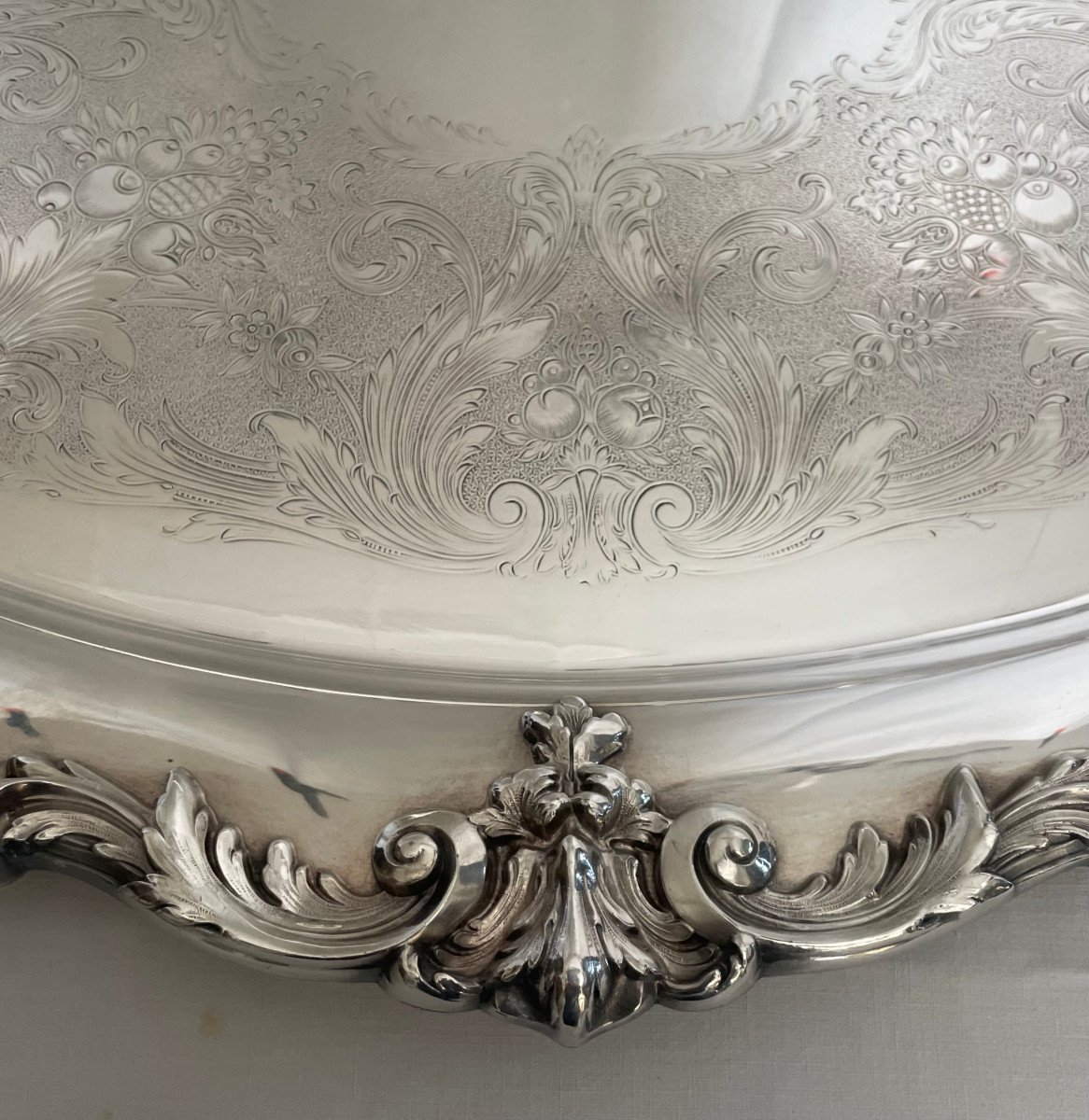 Large Reed & Barton Silver Metal Tray-photo-2