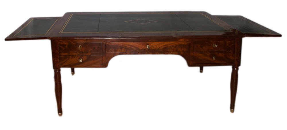 Grand Bureau Plat En Acajou époque Restauration -photo-2
