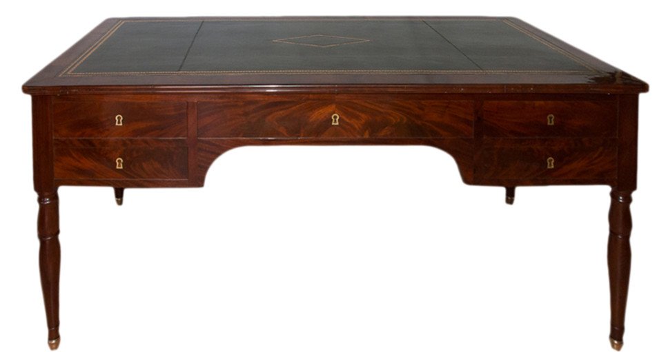 Grand Bureau Plat En Acajou époque Restauration -photo-3