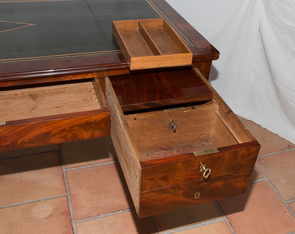 Grand Bureau Plat En Acajou époque Restauration -photo-6