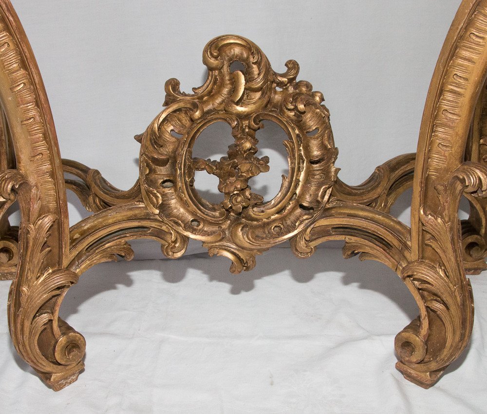 Louis XV Style Golden Wood Console Maxime Clair Late 19th Century-photo-4